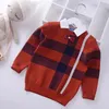 Pullover Shirt collar Boys Sweaters Baby stripe Plaid Pullover Knit Kids Clothes Autumn Winter Children Sweaters Boy Clothing 230822