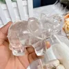 Decorative Figurines 10.5cm Natural Clear Quartz Elephant Crystal Animal Carving Crafts Healing Energy Stone Fashion Home Decoration Gift