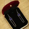 Kolczyki Dangle Creative Design Naturalne lapis lazuli długie geometryczne frędzle niebieskie Elegancka elegancka urok srebrna biżuteria