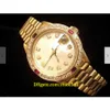 20 style Casual Dress Mechanical Automatic 26mm Ladies 18K Yellow Gold President Watch White MOP Diamond Rubies270a