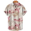 Koszulki męskie Camisa Hawaiana de Manga Corta para hombre nieformalny Talla Grande con estampado Grulla Playa 2023