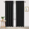 Sheer Curtains 1Pc Black Blackout Light Reducing Thermal Insulated Grommet Out Panels Drapes for Living Room Bedroom 230822