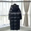 Moda feminina para baixo parkas inverno puffer jaqueta designer quente com capuz casual para baixo casaco extra longo joelho para baixo jaqueta frança mon clair