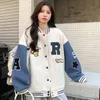 Damenjacken Retro -Nähte bestickte Buchstaben Baseball Uniform Herbst und Winter Lose koreanischer Stil Allmatch Coat Womens Fashion Ins 230822