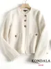 Giacche da donna Kondala Lagina vintage Elegante Pocante Elegante Pocante Solido Cappotto White White Fashi