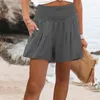 Shorts's Shorts Fashion for Women 2023 Summer Tre Pants Solid Elastic Waist Spiccing Tasche