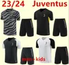 23 24 Juventus camisetas de fútbol traje de entrenamiento de manga corta POGBA DI MARIA VLAHOVIC CHIESA 23/24 chándal hombres niños kit conjunto kit de fútbol uniforme ropa deportiva aa