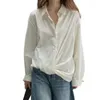 Women's Blouses Draped Oversize Shirts Button Up Asymmetrical Twisted Front Blouse Women