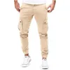 Men's Pants Men's High Stretch Multipocket Skinny Cargo Sweatpants Solid Color Casual Work Outdoor Joggers Trousers 230822