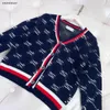 designer kids cardigan fashion Grid letter jacquard baby sweater Size 90-140 CM Long sleeved V-neck Knitted Jacket Aug22