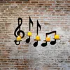 Titulares de vela Black Music Note Art Wall 4 PCs Iron for Living Room Candlestick Sconnce Musical