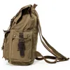 Backpack S.C.COTTON Canvas Vintage Outdoor Rucksack Travel Day Pack Army Green