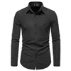 Camisas casuales para hombres para hombre vestido retro azul 2023 marca solapa hombres slim fit camisa de manga larga botón abajo masculino social chemise homme