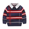 Pullover 28T Plaid Sweter for Boy Toddler Kid Swater Dziecko dzianin pullover top zima gruba moda ubrania z dzianiny mody 230823