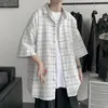 Men's Casual Shirts Summer Lightweight Men Plaid Short Sleeve Loose Chic Coat Japanese Style Fashion Cool Oversize Clothing Male