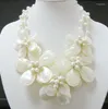 Choker White Seashell Pearl Flower Necklace 20 "