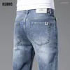 Jeans maschile kubro sottile dritto scuro sottile ammorbidente denim smart ufficio gentiluomo indossa casual indossa taglio chic taglio blu blackgrey