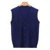 Men's Vests Super Anti-pilling Top Grade Winter V Neck Woolen Fashion Brand Knit Cardigan Casual Plaid Sweater Vest Sleeveless C57