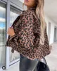 Giacche da donna 2023 Giacca di jeans strappata sexy per donne jeans leopard jeans outwear girls streetwear deminica