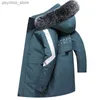 Manteau en duvet de canard blanc hommes vestes bouffantes nouvelle longueur moyenne à capuche vêtements d'hiver beaux manteaux pour hommes Parka hiver homme veste Q230823