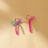 Dangle Earrings Exquisite Creative Colorful Crontal Stonal Bowknot Pendant Hoop女性の宝石の誕生日ギフトのためのシンプルなファッションチャーム