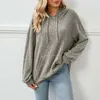 Kvinnors hoodies avslappnad långärmad solid lättvikt pullover toppar lösa tröja med fickdame klänningsblusar randföremål