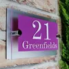 Garden Decorations Customize Modern House Sign Plaque Door Number Street Name Glass Effect Acrylic Doorplate Number 200x140mm 300x140mm 230823