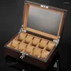 Watch Boxes 10 Slots Wood Case Storage Box Solid Organizer Wooden With Lock Holder For Men Fashion Collection