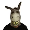 Party Masks Funny Adult Creepy Funny Donkey Horse Head Mask Latex Halloween Animal Cosplay Zoo Props Party Festival Costume Ball Mask 230823