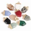 Pendant Necklaces 19x10mm Natural Stone Shield Charm Agate Jade Quartz Women Jewelry Making For DIY Necklace Accessories