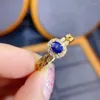 Cluster Rings Fashion Classic Natural и Real Sapphire 925 серебряный серебряный серебряный