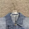 Cropped Denim Jackets For Women Back Letter Rhinestone Design Coat High Street Girl Jacket Outerwear