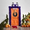 Couronnes de fleurs décoratives pour Halloween, couronne de 11 pouces avec décorations, citrouilles en bois d'automne, ventouses de fenêtre