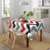 Table Cloth Retro Stripes Red Black White Gray Cover Modern Zigzag Geometric Backing Edge Tablecloth For Dining