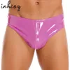 Underpants Mens Wet Look Patent Leather Low Rise Bulge Pouch Panties Briefs Boxer Shorts Underwear Swimming Trunks Swimwear 230823