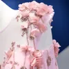 Elegant rosa tyll a-line bröllopsklänning ny 3D-blommor prinsessan brudklänningar borstståg robe vestido de noiva anpassade d-h23331