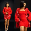 Red Fashion Women paste trouwjurken van kristal kralen voor feesten formele slijtage plus size op maat gemaakte 2 stuks