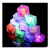 Party Decoration Led Ice Cubes Bar Flash Changing Crystal Cube Water-Actived Light-Up 7 Color For Romantic Wedding Xmas Gift Drop De Dh3Tq