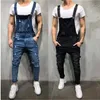 2019 nouveau Style hommes déchiré Jeans combinaisons Hi Street en détresse Denim salopette pour homme jarretelles Pants1298f