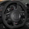 Car Steering Wheel Cover Hand-stitched Black Genuine Leather Suede For Audi TT TTS 8J 2006-2014 A3 S3 8P Sportback 2008-2012253l