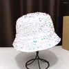 Berets Women Harajuku Color Sequins Hat Summer Female Bucket For Outdoor Sunscreen Sun Hats Panama Lady Boonie Cap Cape