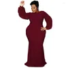 Plus Size Kleider Party Pailletten XL-5XL Herbst Langarm Reißverschluss voller Länge Kleider Abend Club Luxus Vestidos