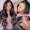 13x6 HD Transparent Body Wave Lace Frontal Wig for Women Preplucked 250% Density 28 30 Inche Brazilian Body Wave Human Hair Wig