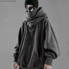 Heren Hoodies Sweatshirts Houzhou Techwear Zwart Hoodie Sweatshirt met Hood Baggy Harajuku Japanse Streetwear Hip Hop Autumn Turtleneck