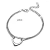 Bracelets de link 925 Pulseira de coração de prata esterlina Pulletiva elegante de joalheria de branqueamento elegante Acessórios de jóias ajustáveis ​​Meninas da cadeia de pulso