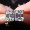 Hip Hop Fashion Back Solitiare VVS MOISSANITE SCUTS EARM Fancy Kształt Szmaragdowy Srebrny 925 Kolczyki