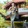 Etniska kläder thailändska traditionella outfit kvinnor passar stropplös lång kjol retro handgjorda sjalar po studio byter kläder asiatiska resor