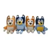 Vente en gros et au détail 28 cm famille de chiots orange bleu manteau chien parents en peluche poupée jouets cadeau mignon