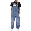 Mäns jeans 2021 Män en bit i full längd Suspender byxor Casual Loose Wide Ben Slim Pocket Overalls Denim Jumpsuits Ripped 253w