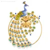 Väggklockor Peacock Color Round Frame Creative Fashion Quality Clock Auspicious Meaning Decoration